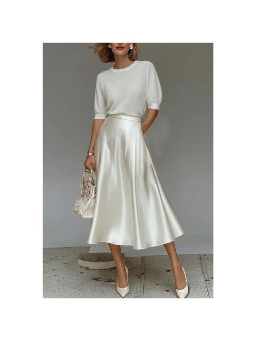 Satin A-Line Midi Skirt